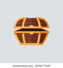 A Flat-Style Sunken treasure chest on a Plain White Background