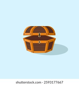 A Flat-Style Sunken treasure chest on a Plain White Background