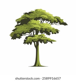 A Flat-Style tall tree on a Plain White Background