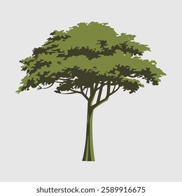 A Flat-Style tall tree on a Plain White Background