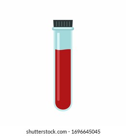 A Flat-style Test Tube Icon With A Blood Sample. Vector Illustration