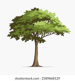 A Flat-Style tree on a Plain White Background