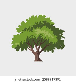 A Flat-Style tree on a Plain White Background