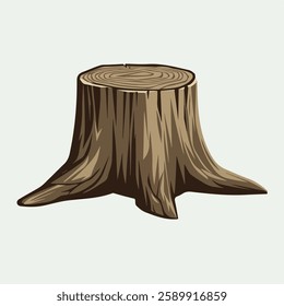 A Flat-Style tree stump on a Plain White Background