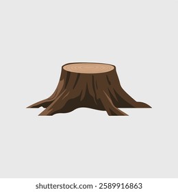 A Flat-Style tree stump on a Plain White Background