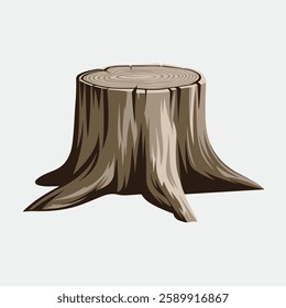 A Flat-Style tree stump on a Plain White Background