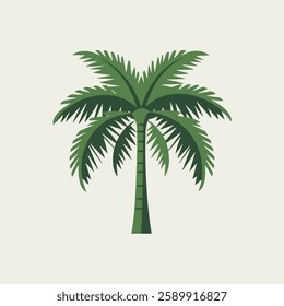 A Flat-Style Tropical tree on a Plain White Background