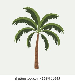 A Flat-Style Tropical tree on a Plain White Background