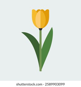 A Flat-Style tulip flower on a Plain White Background