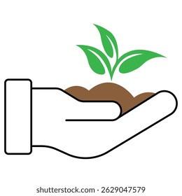 A flat-style vector icon representing green agriculture and sustainable eco-friendly farming practices.