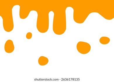 A flat-style vector illustration featuring orange liquid dripping from the top, resembling sauce, honey, cheese liquid, or another gourmet sweet fluid. 