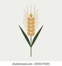 A Flat-Style Wheat stalk on a Plain White Background