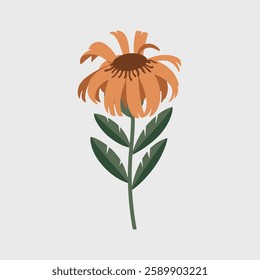 A Flat-Style Wilted flower on a Plain White Background