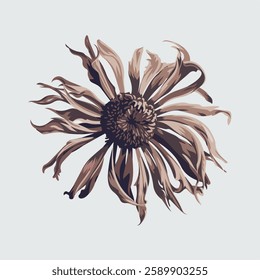 A Flat-Style Wilted flower on a Plain White Background