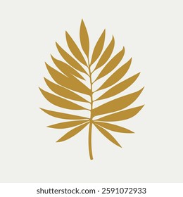 A Flat-Style Yellow tropical leaf on a Plain White Background