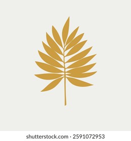 A Flat-Style Yellow tropical leaf on a Plain White Background