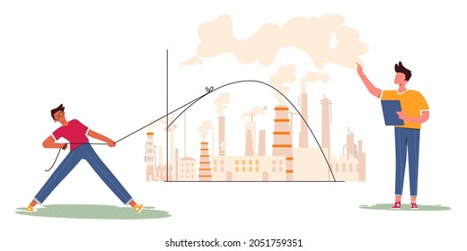 Flatten the Curve of Gas Emission Illustration