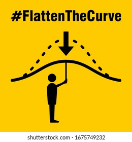 Flatten The Curve Hashtag Icon. Vector Image.