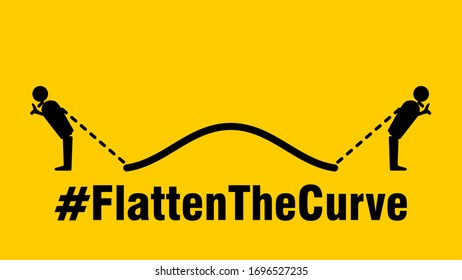 Flatten The Curve Hashtag Icon. Vector Image.