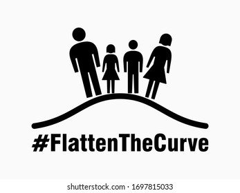 Flatten the Curve Hashtag Icon. Vector Image.