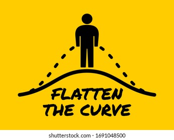 Flatten The Curve Icon. Vector Image.