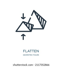 flatten thin line icon. flattened, health linear icons from geometric figure concept isolated outline sign. Vector illustration symbol element for web design and apps.