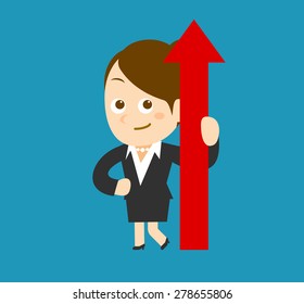 Flatten Vector illustration - Cartoon businesswoman character