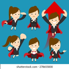 Flatten Vector illustration - Cartoon businesswoman character