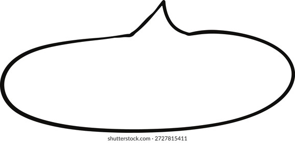 Flattened oval speech bubble with outline.