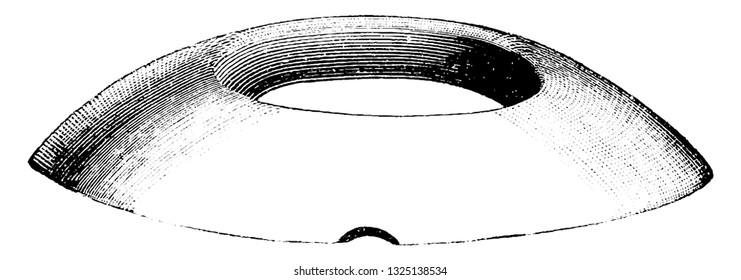 A flattened ring of iron or circle of rope used in a throwing game, vintage engraved line art illustration. Bicycle Accessories - 1900