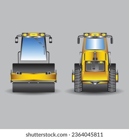 Flattening roll design with heavy machinery driver. vector