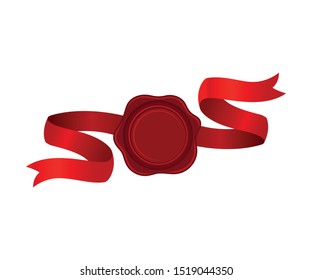 Flattering Red Ribbon With Rosette In The Center Vector Illustration