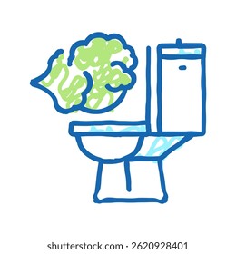 Sistema de digestión de flatulencia Doodle Icono Sketch Vector. Sistema de digestión de flatulencia Signo. Ilustración de símbolo aislado