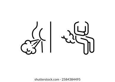 Flatulence icon in black and white vector