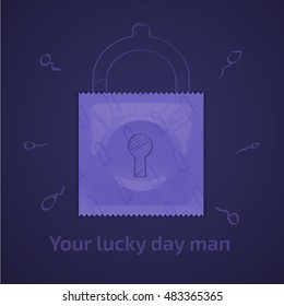 Flat,vector. Contraception Day. Illustration of a condom packaging.