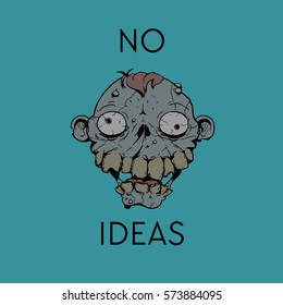 Flat,vector. Figure zombies head. Cartoon evil. 