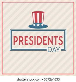 Flat,vector. Presidents day. A sign Hat with the text.Color pattern with stars and stripes.