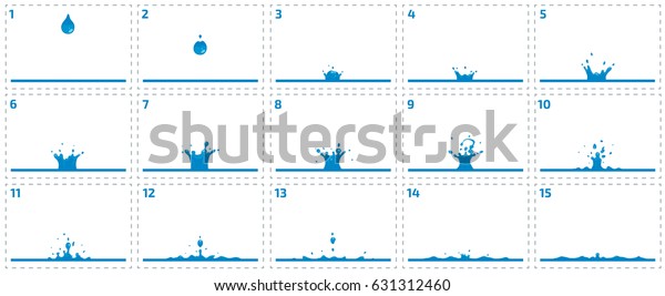 Flatvector Water Splash Animation Water Drop Stock Vector (Royalty Free