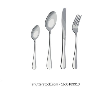 Flatware Cutlery Set - spoon fork knife, in vector