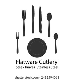 Flatware Cutlery Steak Knives  Stainless Steel Illustration vector based