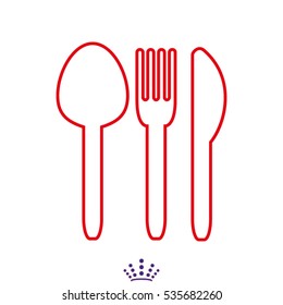 flatware, fork, spoon, knife, icon, vector illustration EPS 10