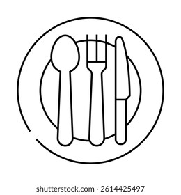 flatware restaurant equipment line icon vector. flatware restaurant equipment sign. isolated contour symbol black illustration