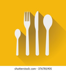 Flatware - spoons, fork and knife in a flat design