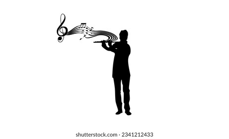 flautist silhouette, high quality vector