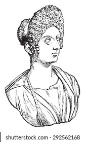 Flavia Julia Titi, daughter of Titus, vintage engraved illustration.
