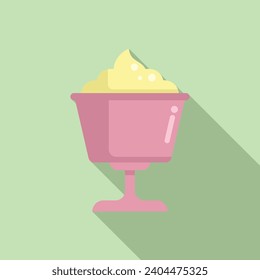 Flavor drink ice cream icon flat vector. Gelato waffle. Cookie summer