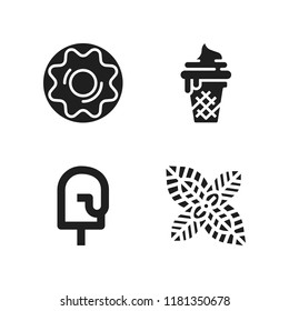 flavor icon. 4 flavor vector icons set. doughnut, ice cream and peppermint icons for web and design about flavor theme