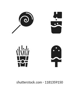 flavor icon. 4 flavor vector icons set. french fries, lollipop and ice cream icons for web and design about flavor theme