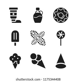 flavor icon. 9 flavor vector icons set. cream, doughnut and lollipop icons for web and design about flavor theme
