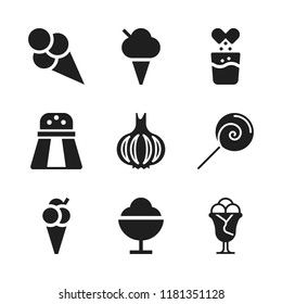 flavor icon. 9 flavor vector icons set. ice cream, lollipop and effervescent icons for web and design about flavor theme